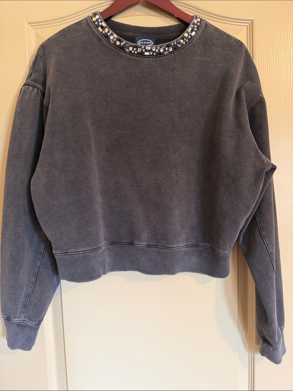 Beaded Crewneck Sweatshirt - Charcoal